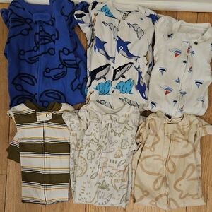 6, 6 months Carter's Blue, White, Tan & Olive Kids Pajama Set Bundle